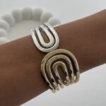 Özel Seri Gold & Gümüş Geometrik Tasarım Kelepçe Bileklik