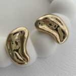 Özel Seri Soyut Tasarım Gold Fasulye Küpe