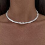 Özel Seri Kalp Baget Taş Gümüş Choker Kolye