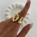 Özel Seri Geometrik Tasarım Gold Ayarlanabilir Yüzük
