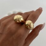 Özel Seri İkili Damla Tasarım Büyük Ayarlanabilir Gold Yüzük