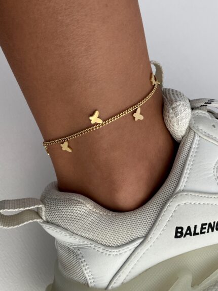 Çelik Kelebek Tasarım Gold Halhal