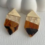 Özel Seri Leopar Detay Geometrik Desen Gold Küpe