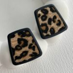 Özel Seri Leopar Desen Siyah Küpe