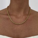 Çelik Gold Burgu Zincir Kolye 4mm 45cm