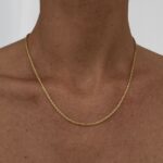 Çelik Gold Burgu Zincir Kolye 1mm 40+5cm