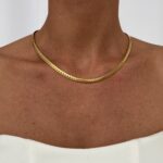 Çelik Örme Desen Gold Ezme Kolye 45cm