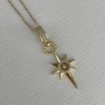 Çelik Zirkon Taşlı Kuzey Yıldızı Gold Kolye 45+5cm