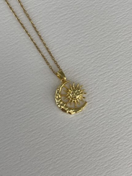 Çelik Ay & Yıldız Tasarım Gold Kolye 45+5cm