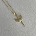 Çelik Zirkon Taşlı Anka Kuşu Gold Kolye 45+5cm