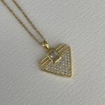 Çelik Zirkon Taşlı Marka Model Gold Kolye 45+5cm