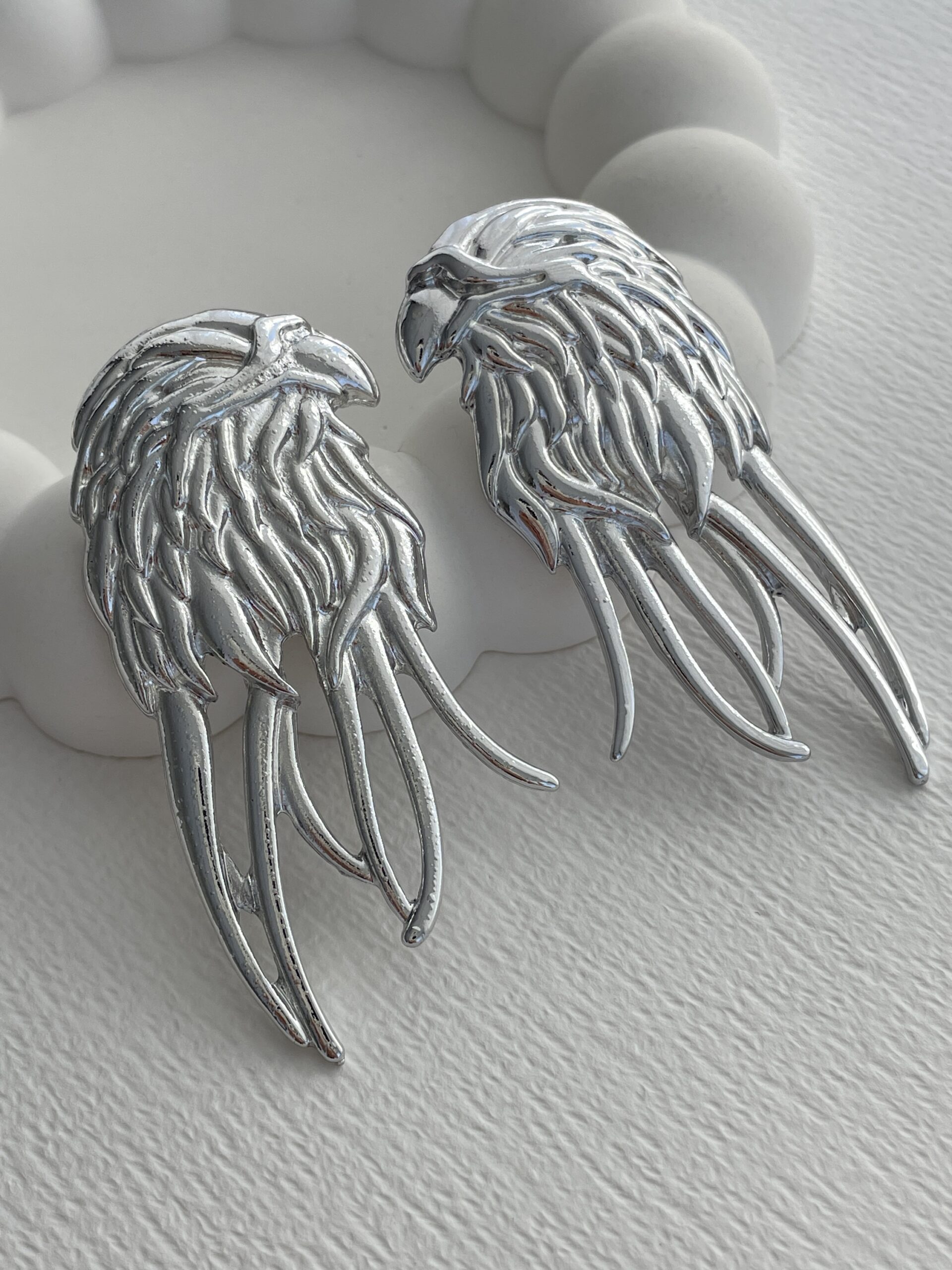 img_3783 Özel Seri Kartal Tasarım Gümüş Maksi Boy Küpe