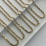 Çelik Dikdörtgen Figaro Zincir Gold Kolye 2mm 45cm
