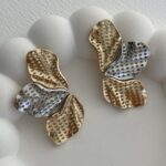 Özel Seri Gold & Gümüş Yaprak Tasarım Küpe