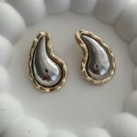 Özel Seri Gold & Gümüş Damla Tasarım Küpe