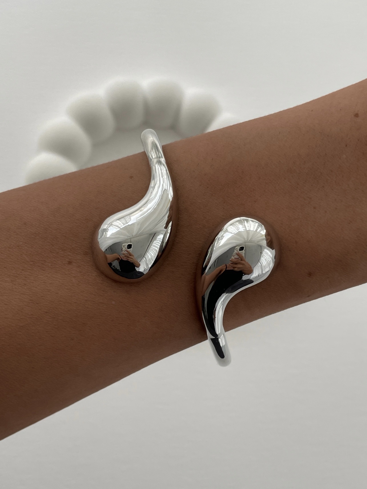 img_4225-1 Özel Seri Ayrık Damla Tasarım Gümüş Kelepçe Bileklik