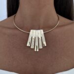 Özel Seri Sobek Geometrik Tasarım Desenli Gold Choker Kolye