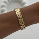 Özel Seri Yaprak Tasarım Gold Ayarlanabilir Bileklik