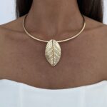 Özel Seri Yaprak Tasarım Gold Choker Kolye