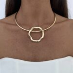 Özel Seri Geometrik Tasarım Gold Choker Kolye