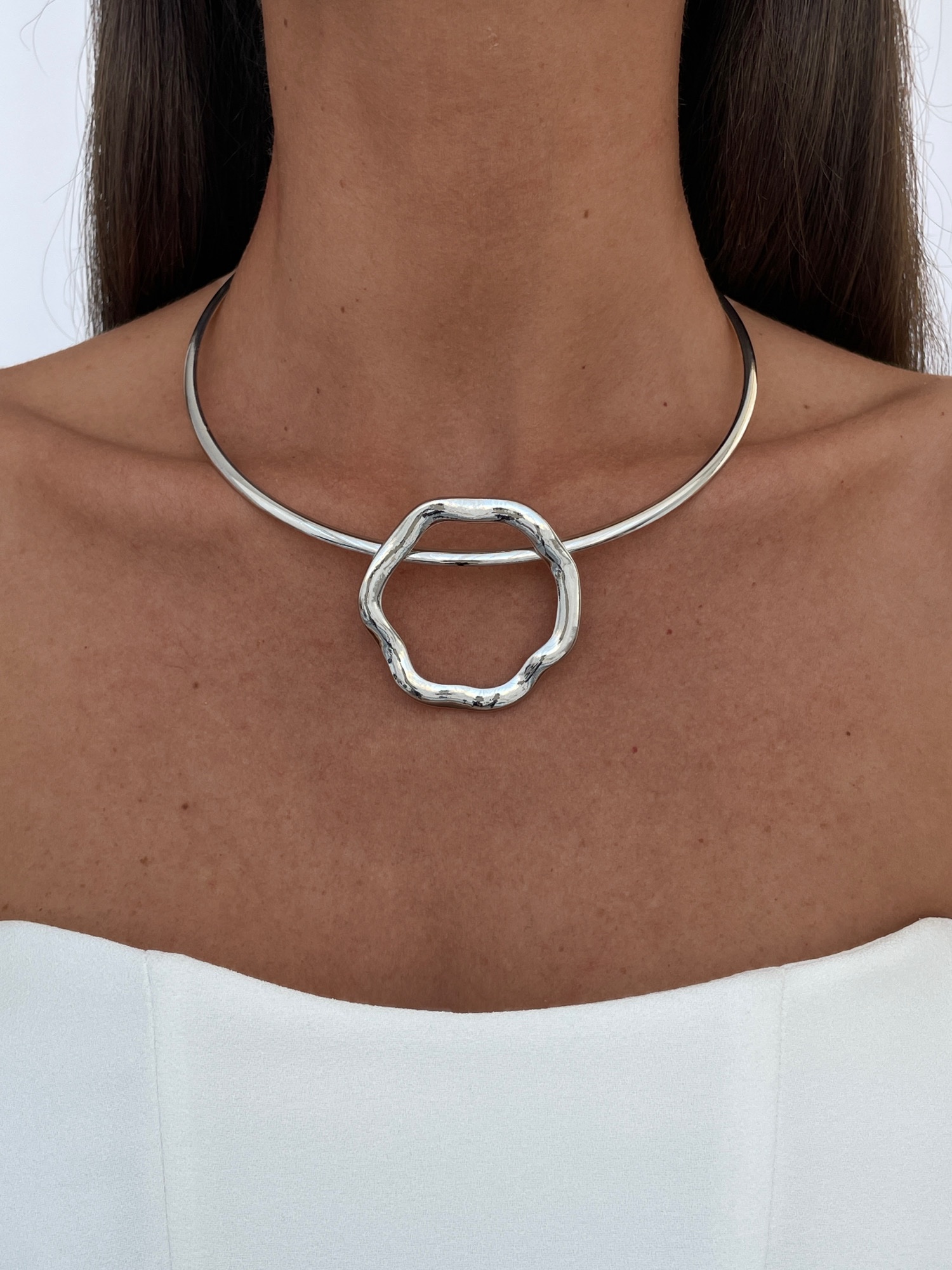 img_4225 Özel Seri Geometrik Tasarım Gümüş Choker Kolye
