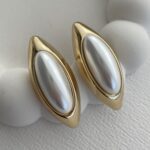 Özel Seri Vintage Elips Tasarım Gold İnci Küpe