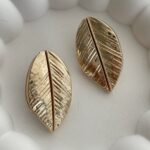 Özel Seri Yaprak Tasarım Gold Küpe
