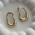 Özel Seri Soyut Damla Tasarım Gold Küpe