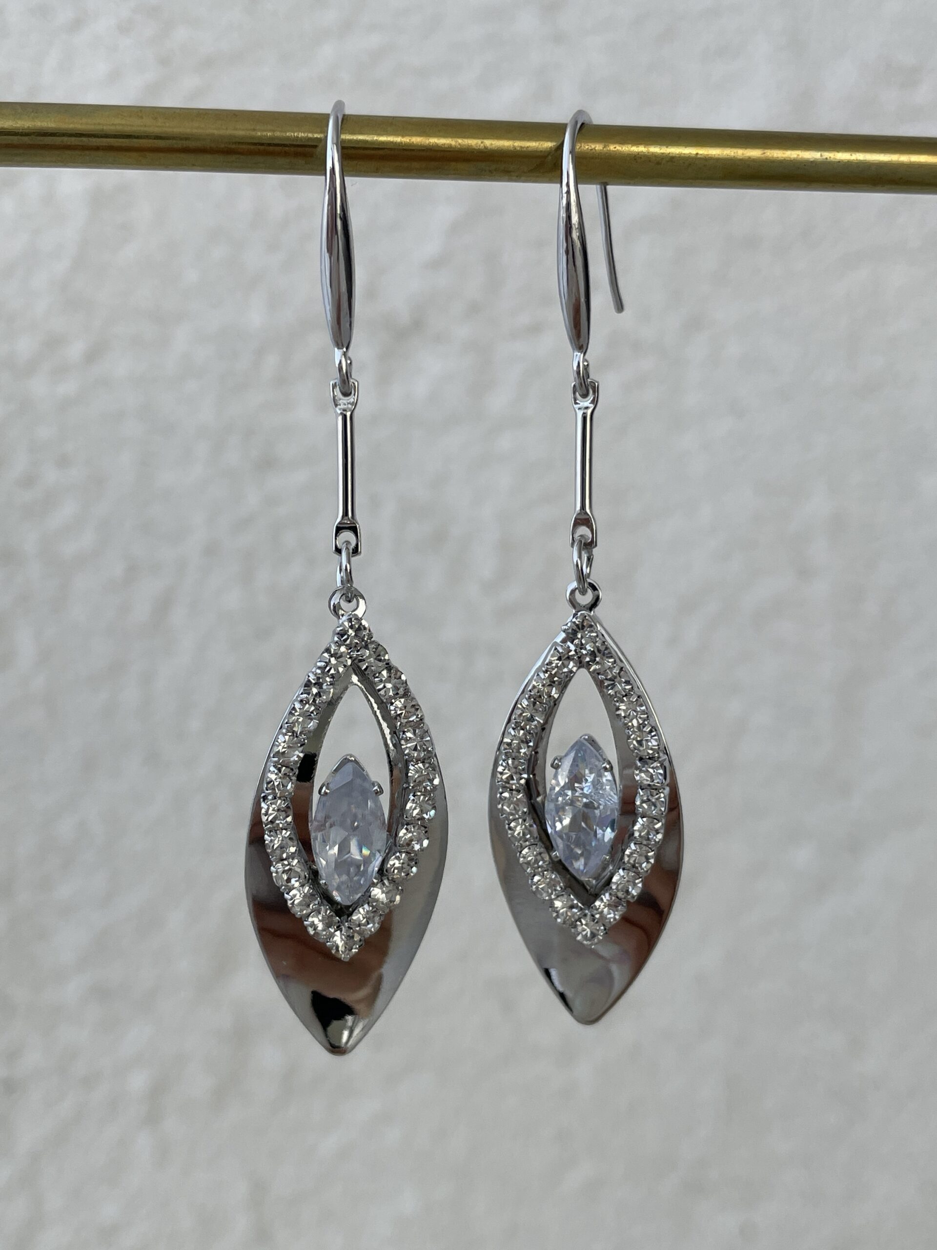 img_4790 Özel Seri Zirkon Taşlı Çift Kat Yaprak Tasarım Gümüş Küpe