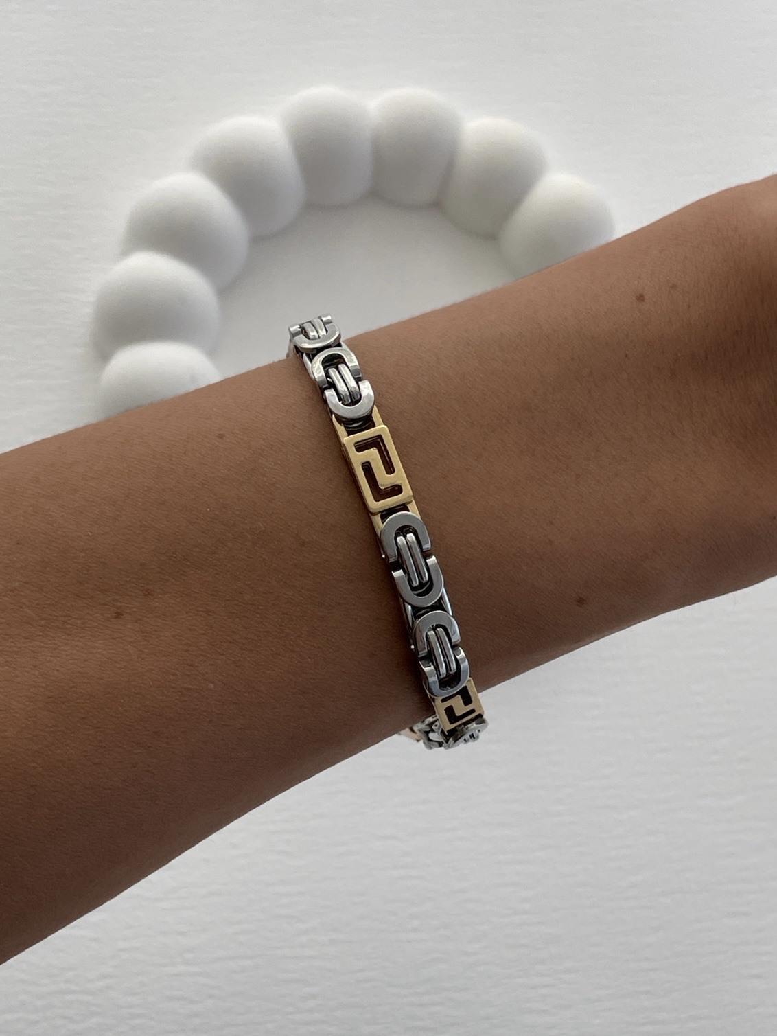 img_5563 Çelik Gold & Gümüş Figaro Zincir Bileklik