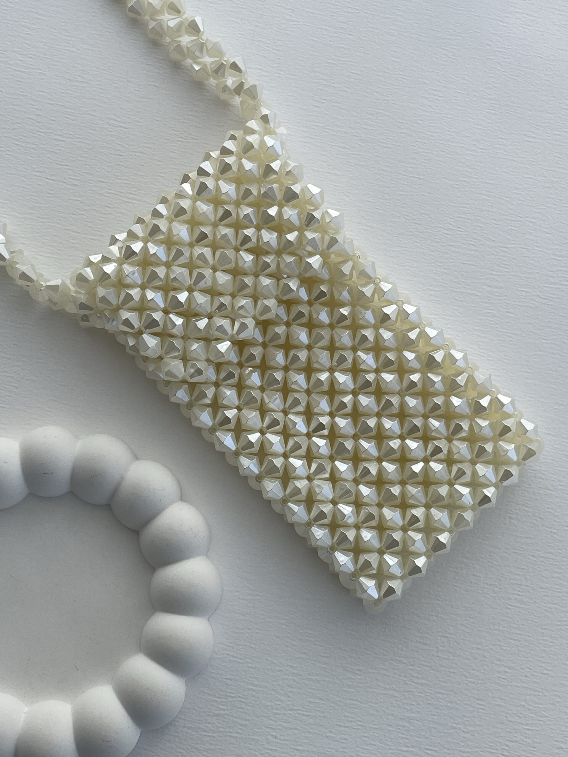 img_5830 Özel Seri Üçgen İnci Boncuk Çanta