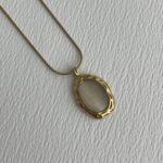 Çelik Sedef Detay Gold Vintage Kolye 45+5cm