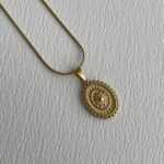 Çelik Desenli Gold Vintage Kolye 45+5cm