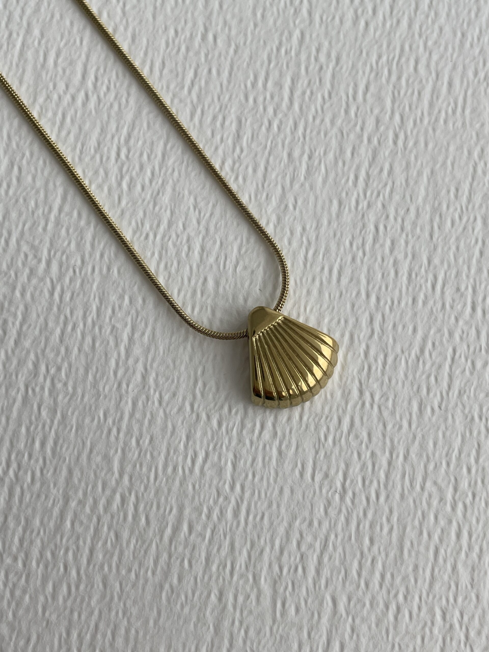 img_6655 Çelik Deniz Kabuğu Tasarım Gold Kolye 45+5cm