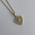 Çelik Zirkon Taşlı Yıldız Tasarım Gold Kolye 45+5cm