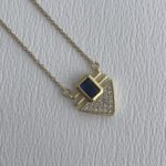 Çelik Zirkon & Lacivert Taşlı Marka Model Gold Kolye 45+5cm