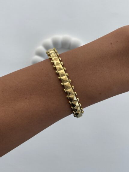 Çelik Geometrik Tasarım  Gold Kelepçe Bileklik