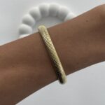 Çelik İnce Tırtık Model Lastikli Gold Bileklik 8mm 20cm
