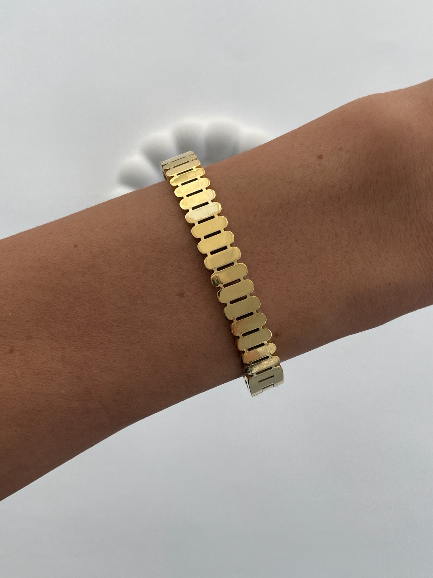 img_7289-1 Çelik Geometrik Tasarım Gold Kelepçe Bileklik