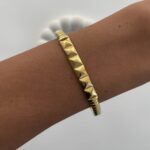 Çelik Kare Tasarım Gold Kelepçe Bileklik