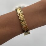 Çelik V Desen Gold Kelepçe Bileklik