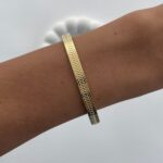 Çelik Geometrik Tasarım Gold Kelepçe Bileklik