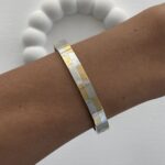 Çelik Dikdörtgen Gümüş&Gold Kelepçe Bileklik