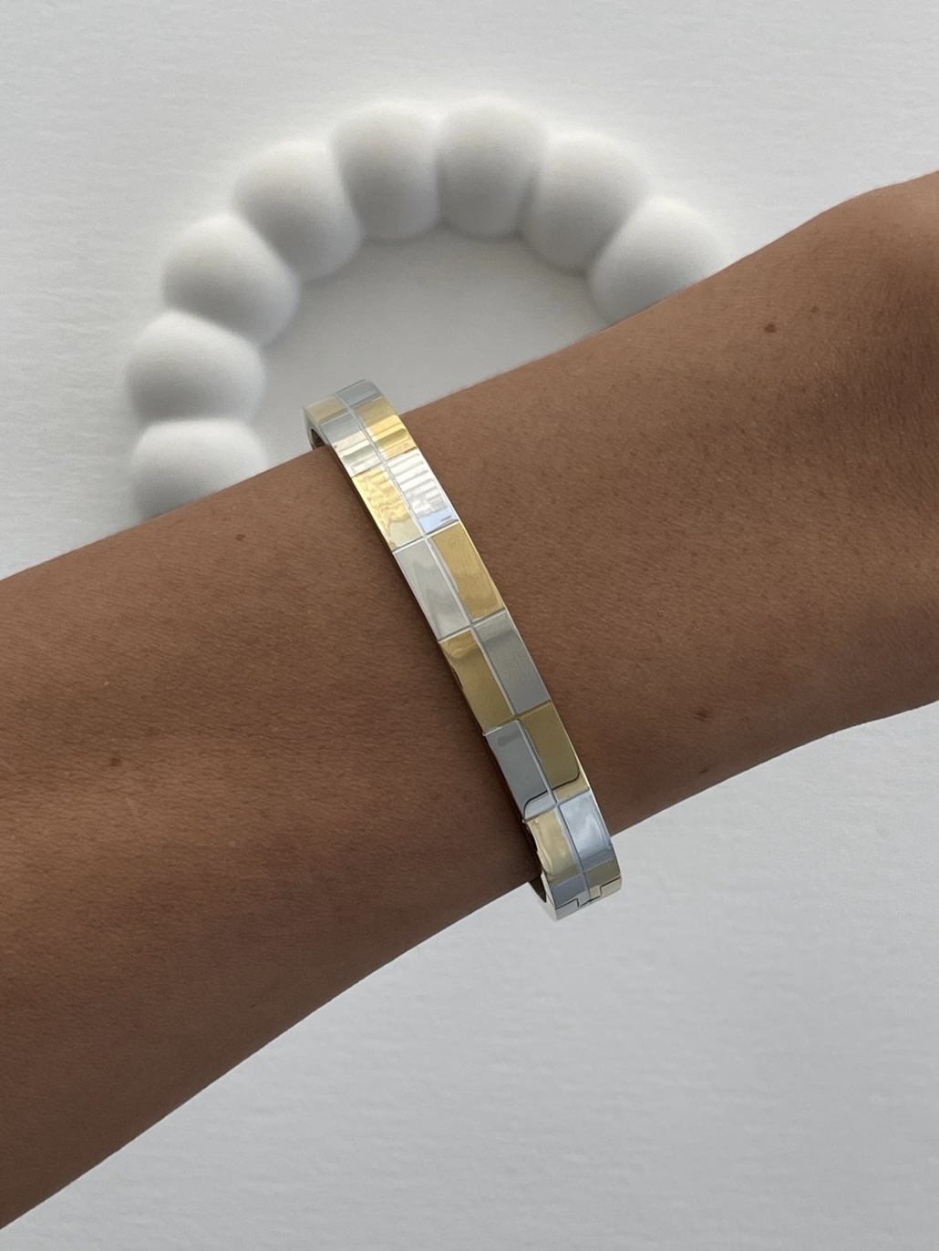 img_7289-1 Çelik Dikdörtgen Gümüş&Gold Kelepçe Bileklik