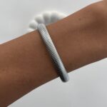 Çelik İnce Tırtık Model Lastikli Gümüş Bileklik 8mm 20cm