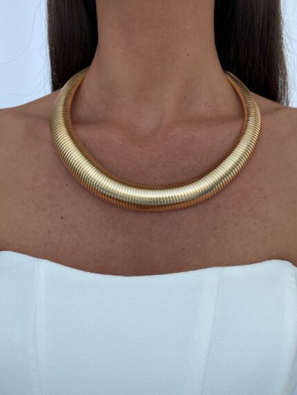Özel Seri Büyük Tırtıklı Marka Model Gold Choker Kolye