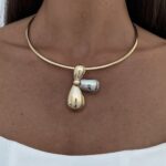Özel Seri Gold & Gümüş Çiçek Tasarım Choker Kolye
