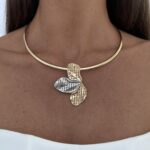 Özel Seri Gold & Gümüş Yaprak Tasarım Choker Kolye