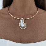 Özel Seri Gold & Gümüş Damla Tasarım Choker Kolye