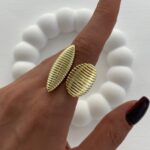 Özel Seri Tırtık Desen Ayarlanabilir Gold Yüzük